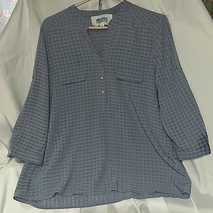Alice Blue Henley style blouse, blueish gray, sz M
